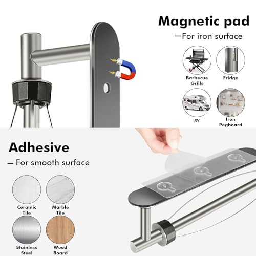 Image of KIHOGEM Magnetic Paper Towel Holder, One Hand Operable Paper Towel Holder Wall Mount with Strong Magnetic Backing and Self-Adhesive for Kitchen Refrigerator RVs Grill Garage(Silver)
