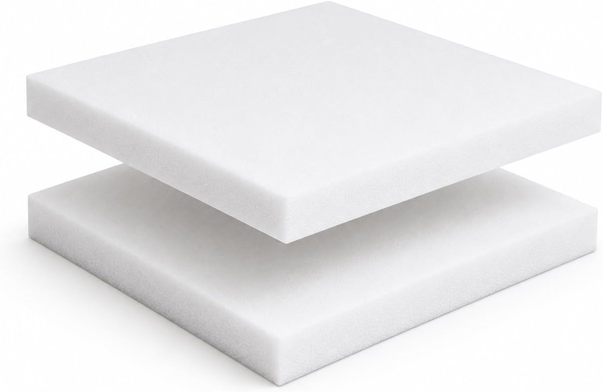 Sleep Wish High Density Upholstery Foam Sheet, Firm Cushion Replacement Foam, Cut to Size Furniture Foam for Sofa, Chair, Bench, Window Seat, DIY Upholstery, White Polyurethane Foam (5 in, 20" X 20")