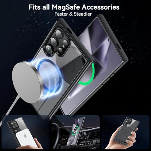 Image of DIZORO Samsung S23 Ultra Case, Compatible with Non-Yellow Military-Grade Drop Protection & Hard PC Back Cover Slim Transparent Anti-Scratch Shockproof Phone Case