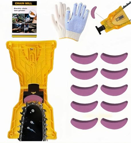 Libiyi Universal Fast Sharpener - Portable Chainsaw Sharpener for 14-20 Inch Blades, Includes 10 Grindstones for Efficient Edge Maintenance (1PCS)