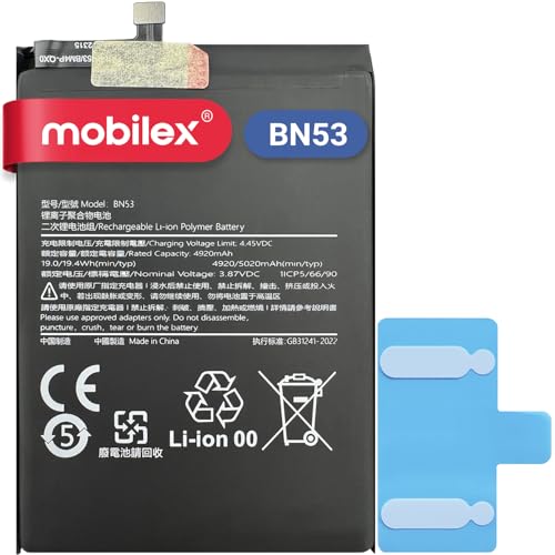 MOBILEX® Interner Akku für Xiaomi Redmi Note 9 Pro / 9 Pro Max / 10 Pro 4G (BN53), Ersatzteil, 5020 mAh, OEM, Originalkapazität