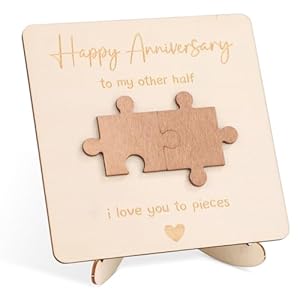 Happy Anniversary Houten Kaart, Verjaardag Decoraties voor Haar Hem Gegraveerd Houten Plaque Romantische Gepersonaliseerde Gift voor Man, Vrouw