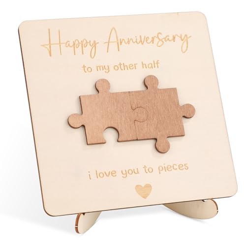 Happy Anniversary Houten Kaart, Verjaardag Decoraties voor Haar Hem Gegraveerd Houten Plaque Romantische Gepersonaliseerde Gift voor Man, Vrouw