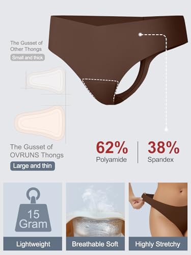 OVRUNS Seamless Thongs for Women Low Waist Invisible No Show Thong Panty Liners Workout G-String Thongs Underwear 3 Pack4