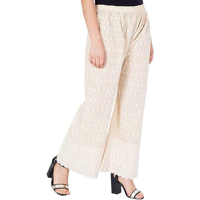 GIRLYZ ATTIRE Women's Cotton Lucknow Ethnic Chicken Palazzo Pant (Free Size) For Women, Girls-image-39