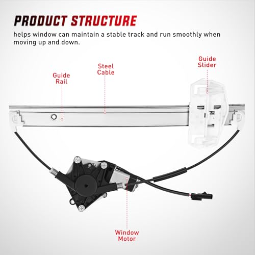 Image of Nilight 748-912 Window Regulator and Motor for Jeep Wrangler 2007-2018 | Window Lift Motor Assembly fits 2007-2017 Wrangler and 2018 Wrangler JK Sport Utility; front driver-side left door
