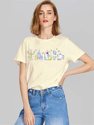 Magic Kingdom Shirt for Women Believe in The Magic T Shirt Fairy Story Tee Castle Graphic Short Sleeve Tops4