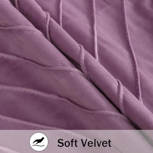Image of Velvet Throw Pillow Covers 18x18 inch Pack of 2 Gold Decor Purple