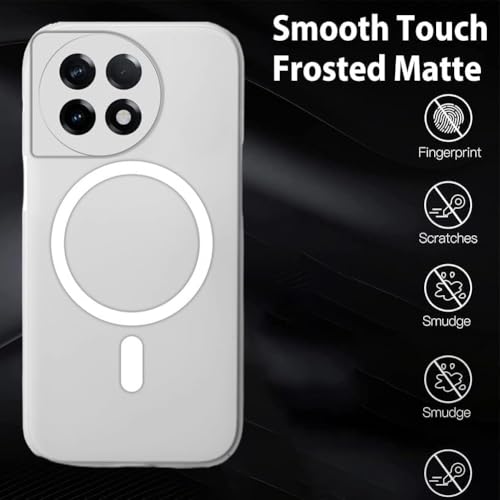 Image of SHINESTAR Back Cover for OnePlus 11R 5G | Frosted Semi-Transparent Slim Case - White | Only Compatible with Wireless Magnetic Accessories | Hard Back, Matte Finish