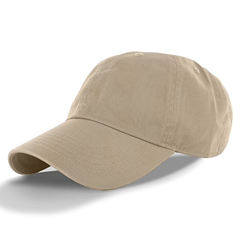 Plain 100% Cotton Hat Men Women Adjustable Baseball Cap (30+ Colors) Khaki, One Size