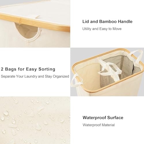 Panier à linge 150l à 2 compartiments et sacs amovibles