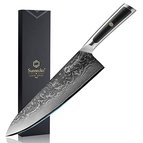 Sunnecko Damascus Chef Knife 8 inch Professional Kitchen Knives