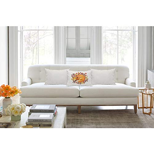Ekobla Throw Pillow Cover Fox Sleepy Animal Colorful Wild Flower Wreath Leaves Chrysanthemum Daisy Peony Rectangular Throw Pillow Covers For Couch Sofa Home Decor Cotton Linen 12X20 Inch #TOP2