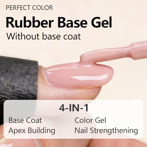 PERFECT COLOR Rubber Base Gel Nail Polish, 15ML Light Cinnamon Builder Gel miniatura 2