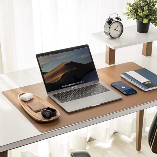 Image of Bellblock Large Extended Reversible Desk Mat /Mouse Pad /Gaming Pad for Office /Home| Vegan Leather | Anti-Skid, Slip-Resistant, Splash-Proof | Black & Tan | 90x45cm