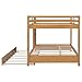 Bellemave Queen Over Queen Size Bunk Bed with Trundle for Kids/Adults,Solid Wood Bunk Bed Frame Queen Size with Ladder & Safety Guardrails,Wood Color
