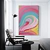 Vibrant Abstract Swirl Oil Painting with Pastel Pi... #2