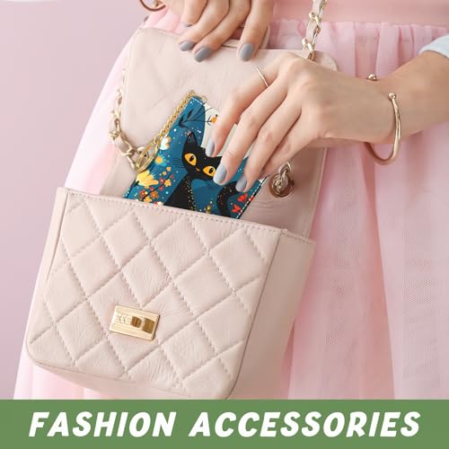 Image of Aiawoxc Credit Card Holder, Small RFID Wallet Slim Leather Card Organizer Case with Zipper and Keychain, Pretty Cat