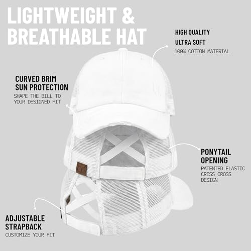 Image of Funky Junque Womens Baseball Cap Dad Hat Ponytail Messy Bun Trucker Ponycap