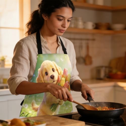 Image of Nuxovilar Decorative Kitchen Apron, 26.77x30.70 Inch Polyester Cooking Wearable Cover