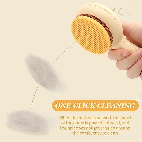 Image of Cat Brush, Self Cleaning, Detangle & Undercoat Removal, Yellow, Cat Owners