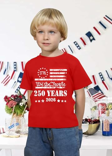 Image of CAZYCHILD Kids 250 Anniversary USA Shirts 250 Year American Flag Tshirt Boys and Girls Happy 250th Tee 4th of July Tops