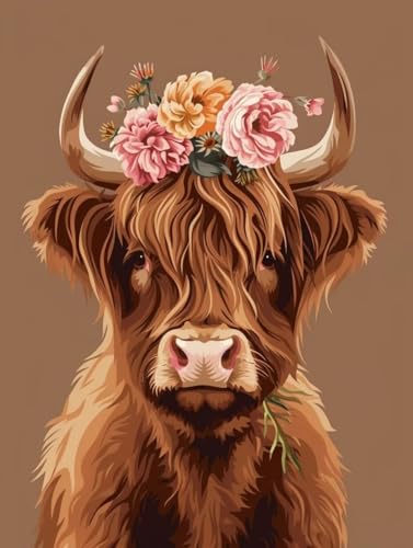 Peinture numéro adulte bœuf toile XXL pour s'initier facilement à l'art acrylique