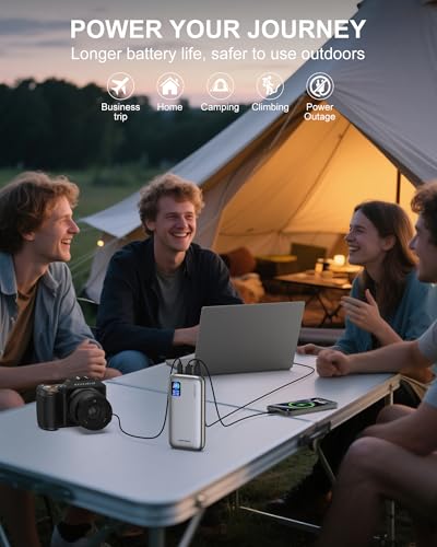 Image of AsperX Laptop Power Bank, 145W PD 3.1 Fast Charging Portable Charger, TFT Smart Display USB C Battery Pack for MacBook /iPhone 16 /Dell XPS /Galaxy S25 /Steam Deck /ipad (Flight-Approved)