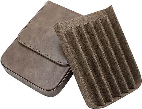 SOLYUJ 6Slots Leather Fountain Pen Case Collector Organizer - Handmade Pen Case Vintage Crazy Horse Print Leather Pen Protective Sleeve Cover Pen Storage Gift Box (6slot-Brown)