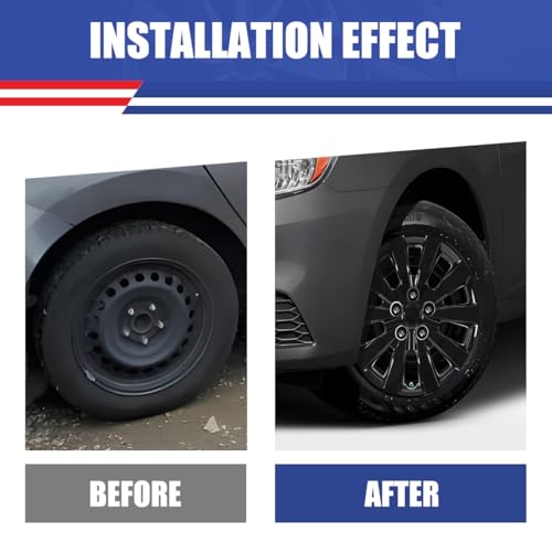 Image of Winjet 16 inch Hubcaps Wheel Covers for 2013-2019 Sentra [2013 2014 2015 2016 2017 2018 2019 Nissan Sentra] & [2011-2017 Nissan Leaf] Wheel Rim Covers 16 inch Hub caps Set of 4 (Black Lacquer)