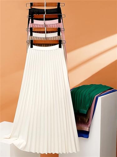 Women Long Pleated Skirt Solid Color Fashion A-Line Elegant Skirts2