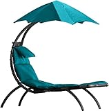 Vivere Original Dream Lounger with 6-Point Umbrella – Durable Spun Polyester, Curved Legs, Spacious Lounging Bed, Perfect for Outdoors & Patio, 74' x 41' x 84' - 265 lb Weight Capacity