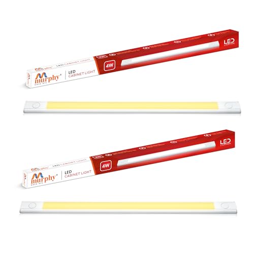 Murphy 1 Feet Led Under Cabinet Lighting, 4W Under Cabinet and Under Counter Lighting, Led Profile Light : Warm White, Pack of 2-Aluminium