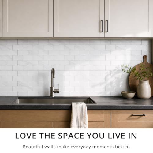 StyloVue 100 Pieces Peel and Stick Backsplash for Kitchen, 3" x 6" PVC Subway Tile, 2026 Upgraded Sparkle White Marble, Stick on Wall Tile for Kitchen, Bathroom, Fireplace, RV by StyloVue - Used condition - Image 9