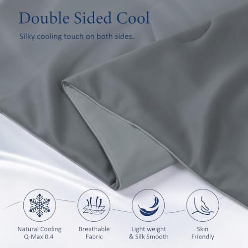 Image of Cooling Comforter for Hot Sleepers, King 106x90, Medium Gray | Cooling blanket feel, Q-Max >0.4 cool touch, double-sided cooling, Sorona fill, for night sweats, lightweight & breathable