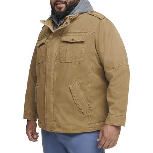 Image of Levi's Men's Washed Cotton Hooded Military Jacket (Regular & Big & Tall Sizes)