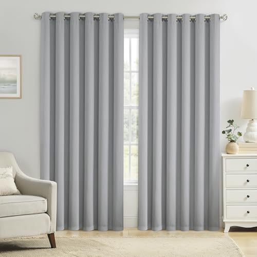 Cortinas opacas plateadas Bujasso de 90 pulgadas térmicas para dormitorio set de 2 2