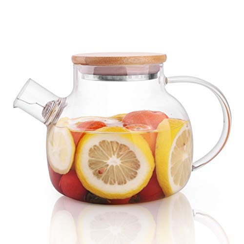 CnGlass Glass Teapot Stovetop Safe304oz Clear Teapots with Removable Filter SpoutTeapot for Loose Leaf and Blooming Tea