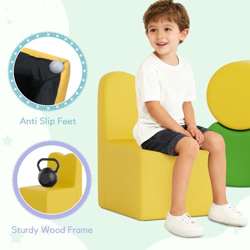 Image of UMOMO MX-01 10 PCS Kids Sofa Set, Daycares Chairs for Toddlers Activities, Colorful Modular Flexible Seating Set for Home Preschool Playroom