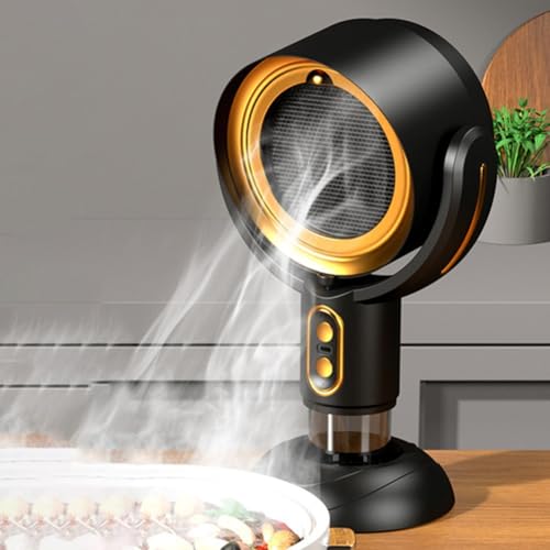 EasyByMall Ventilador de escape portátil, ventilador de escape de escritorio ajustable, bomba de aceite, ventilador de escape para el hogar, para barbacoa interior, olla caliente recargable por USB
