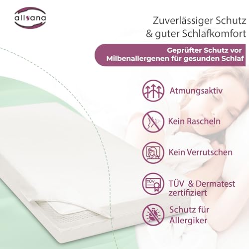 Allsana Allergiker Matratzenbezug 140x200x16 cm | Allergie Bettwäsche | Anti Milben Encasing | Milbenschutz für Hausstauballergiker | Zwischenbezug für die Matratze | TÜV geprüft