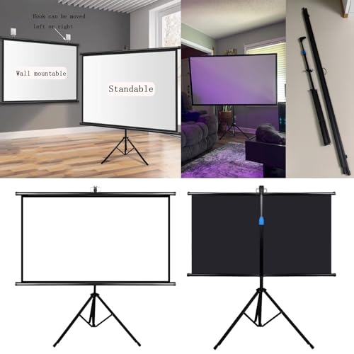 Pantalla de proyector portátil con soporte, 60 pulgadas, plegable y ligera, para cine en casa miniatura 3
