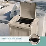 Suncast Hideaway Outdoor Trash Can with Lid - 30 Gallon Trash Can, Light Taupe, Decorative Wicker-Style Garbage Bin, Weather-Resistant Resin Fits 30-33 Gallon Bags, Ideal for Patio & Yard, Made in USA - Image 4