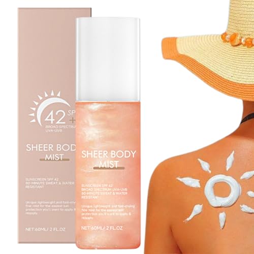 Sprave protector solar, niebla hidratante para la piel, crema para protector solar del cuerpo, aplicación rápida fácil, no grasosa y refrescante, 60 ml, para la playa, al aire libre, uso diario