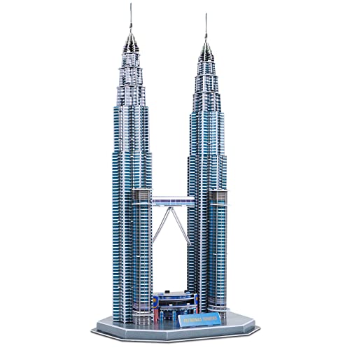 3D Puzzles for Adults & Kids, Petronas Twin Towers City Architecture Building Model Kit, 3-D Jigsaw Puzzles DIY STEM Desk Toys Christmas Birthday Gift...