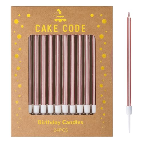 CAKE CODE Rose Gold Long Thin Birthday Candles, Cake Candles, Birthday Parties, Wedding Decorations, Party Candles