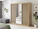ReForm Importing & Trading Inc. Emerio Mirrored 2 Sliding Door Freestanding Wardrobe - Artisan Oak...