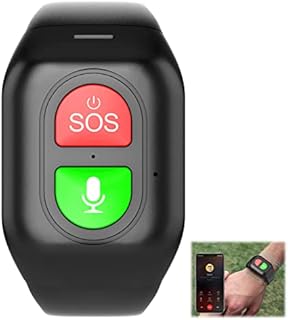 Weyot Senioren Notruf Armband mit Sturzsensor Notrufarmband fur Senioren mit GPS,Mit SOS-Notruftaste, Elektronischem Zaun, Schrittzähler zum Annehmen und Absetzen von Anrufen,Black