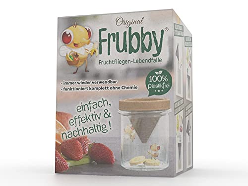 Frubby® - Die nachhaltige Fruchtfliegen-Lebendfalle - geeignet für Taufliegen Obstfliegen Essigfliegen - wiederverwendbar - spülmaschinengeeignet - 100% plastikfrei - ohne Chemie (1’er Pack)
