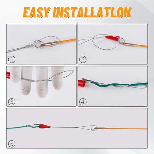 KOOTANS 22FT Fiberglass Electrical Wire Running Kit Wire Fishing Tools Fish Tape Wire Puller Through Wall Cable Snake Fish Rods Kit with Different Attachments